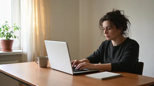 Práca z domu pri počítači s kávou
