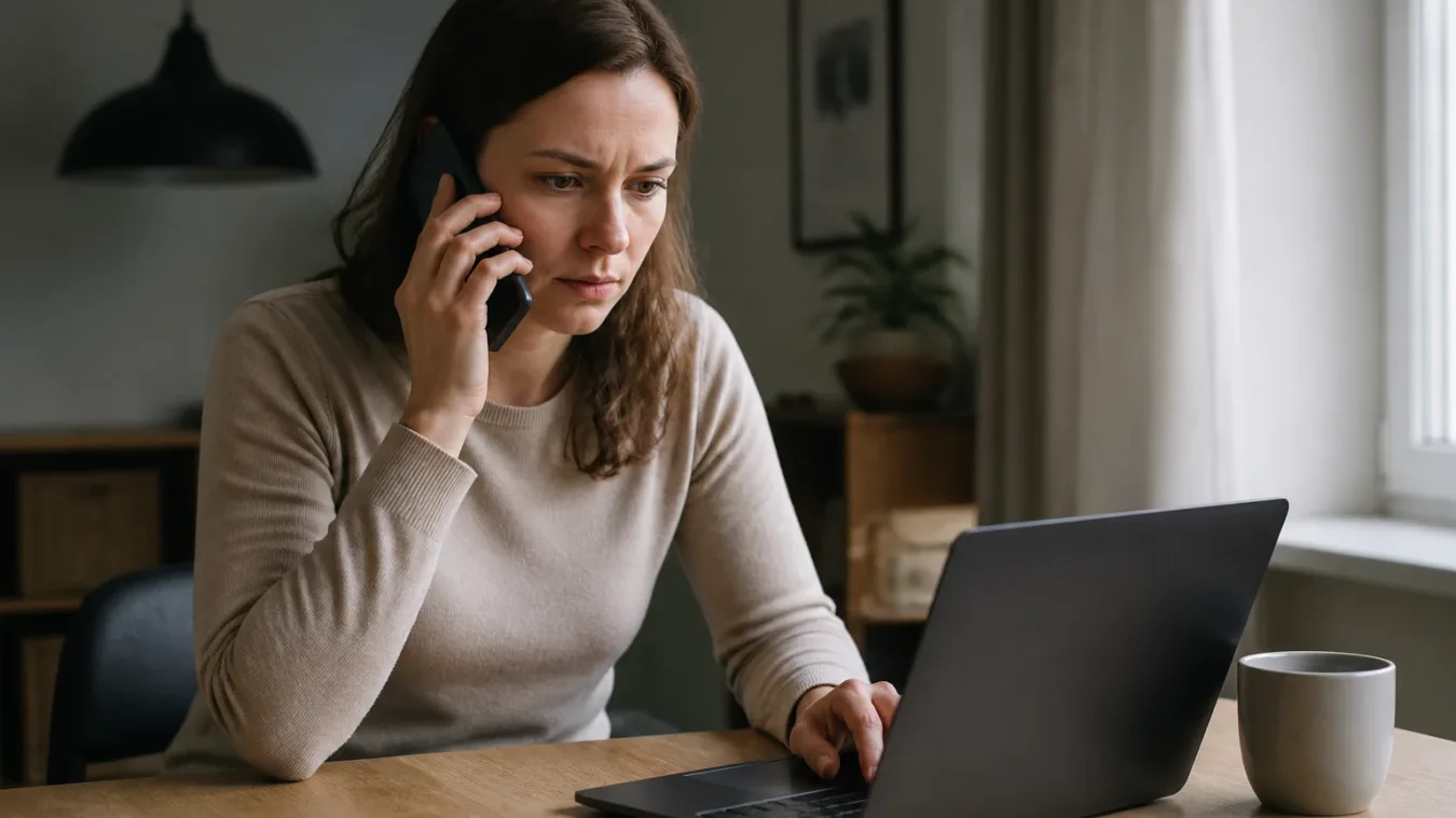 Mladá žena rieši dlh u mobilného operátora telefonátom