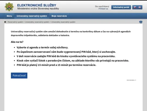 Elektronické služby - rezervácia termínu na doklady