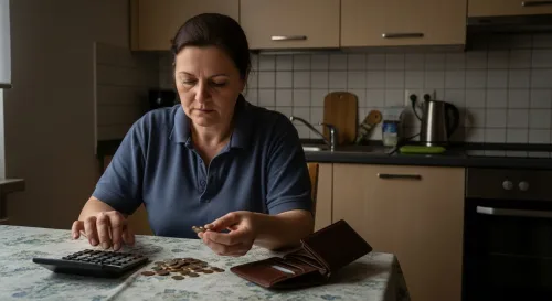 Kalkulačka a eurové mince na stole pri výpočte exekučných zrážok